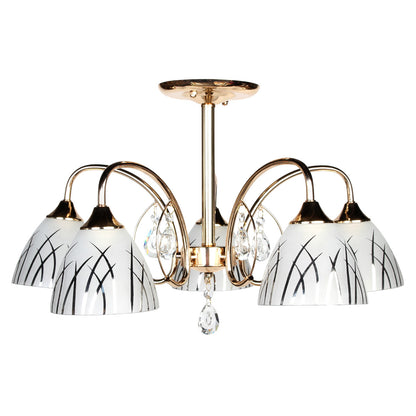 Φωτιστικό Οροφής 5 x Ε27 Φ58x35 εκ. Χρυσό με Γυαλιά