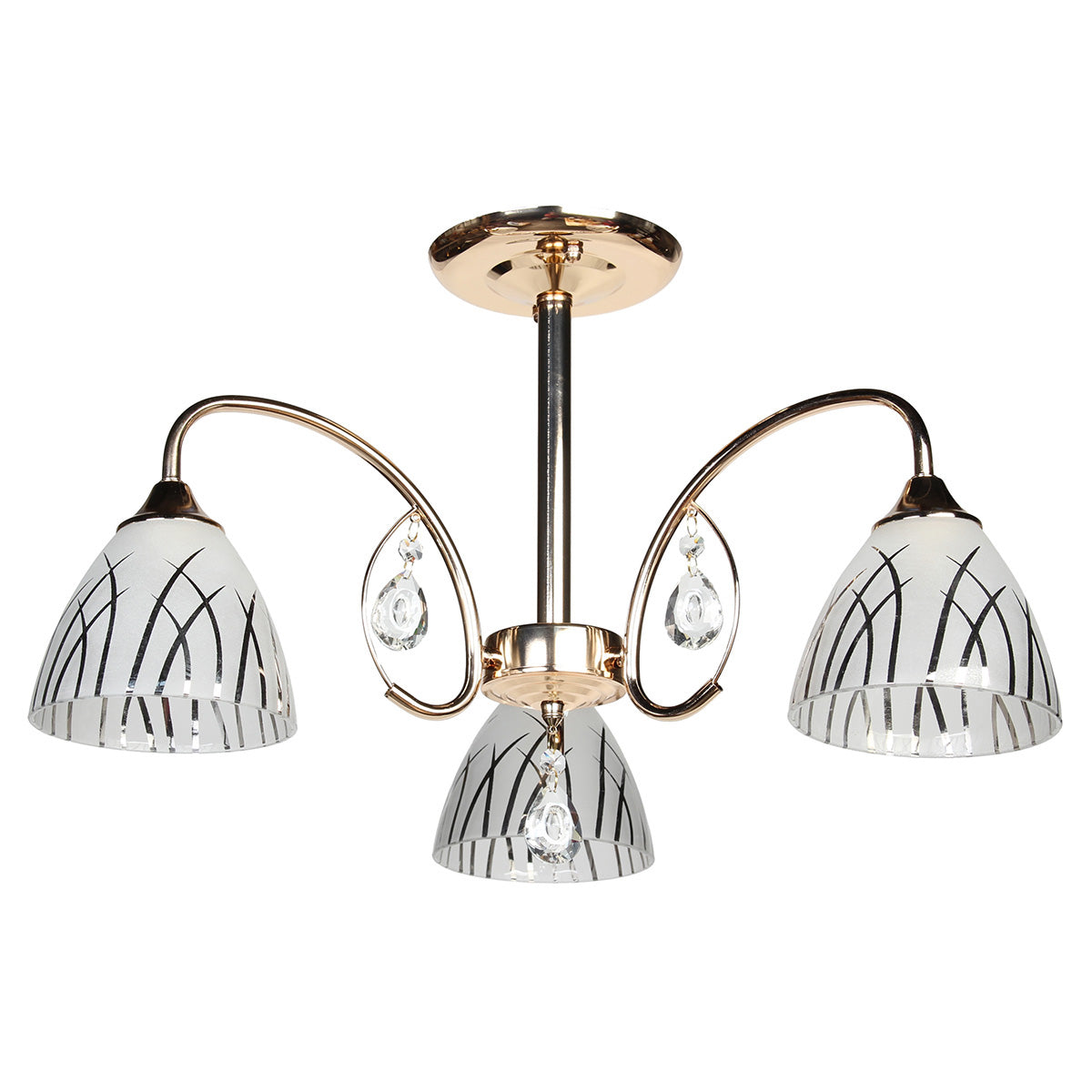 Φωτιστικό Οροφής 3 x Ε27 Φ58x35 εκ. Χρυσό με Γυαλιά