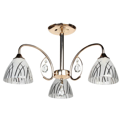 Φωτιστικό Οροφής 3 x Ε27 Φ58x35 εκ. Χρυσό με Γυαλιά