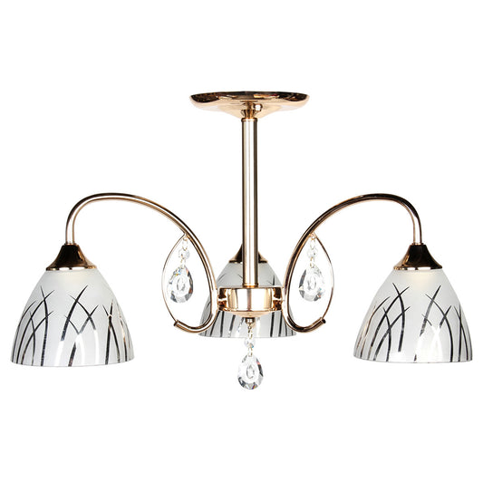 Φωτιστικό Οροφής 3 x Ε27 Φ58x35 εκ. Χρυσό με Γυαλιά