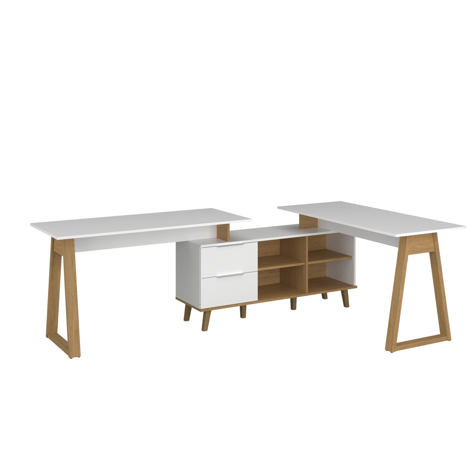 Σύνθεση Γραφείου Neptune Σετ 3 Τμχ Λευκό-Σονόμα