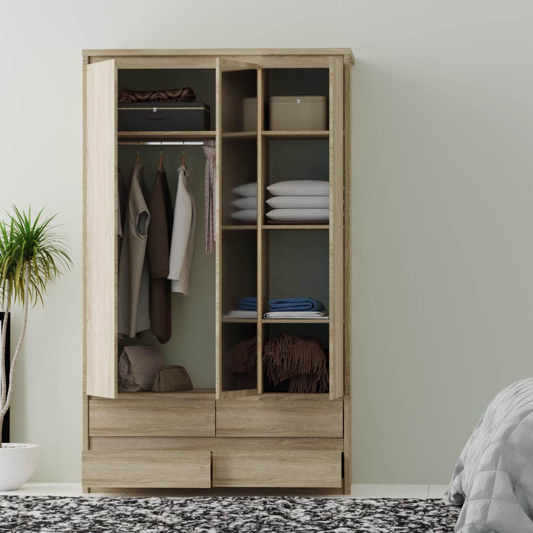 Ντουλάπα Τρίφυλλη Norton Sonoma 127x60x210