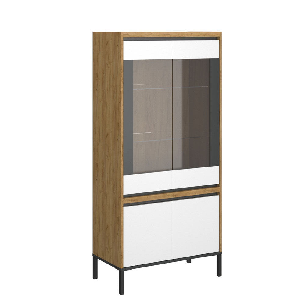 Βιτρίνα Palmor Χρυσό Δρυς-Λευκό 77x40x164