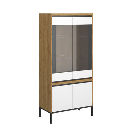 Βιτρίνα Palmor Χρυσό Δρυς-Λευκό 77x40x164