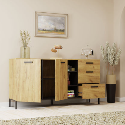 Μπουφές Santes Χρυσό Δρυς-Γραφίτης 180x42x92.5