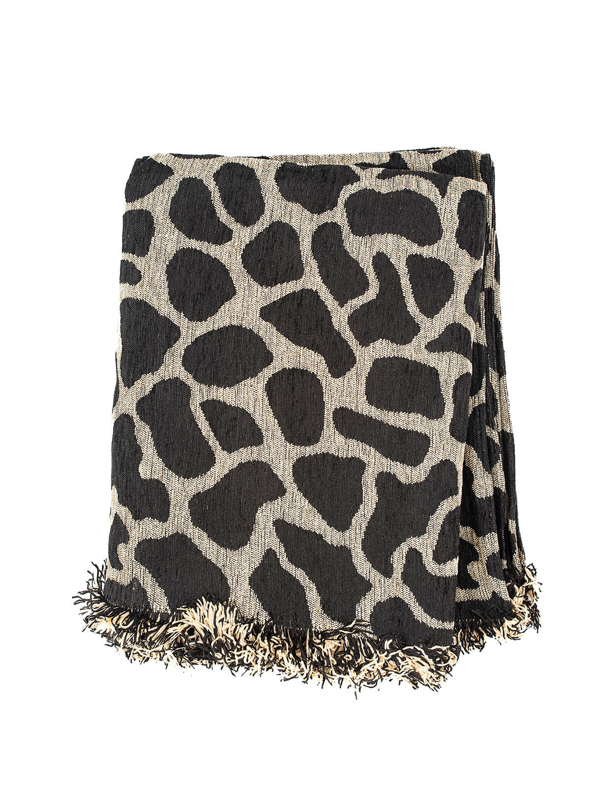 Ριχτάρι Σενίλ Ζακάρ Cow Black Τριθέσιο