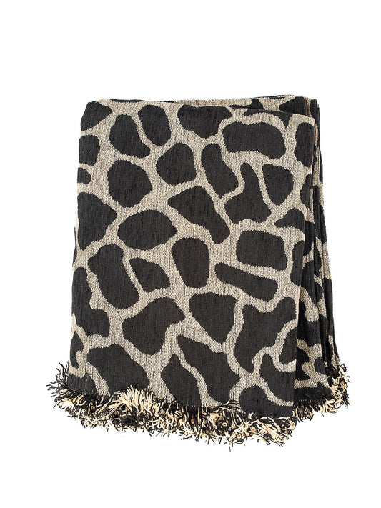 Ριχτάρι Σενίλ Ζακάρ Cow Black Τριθέσιο