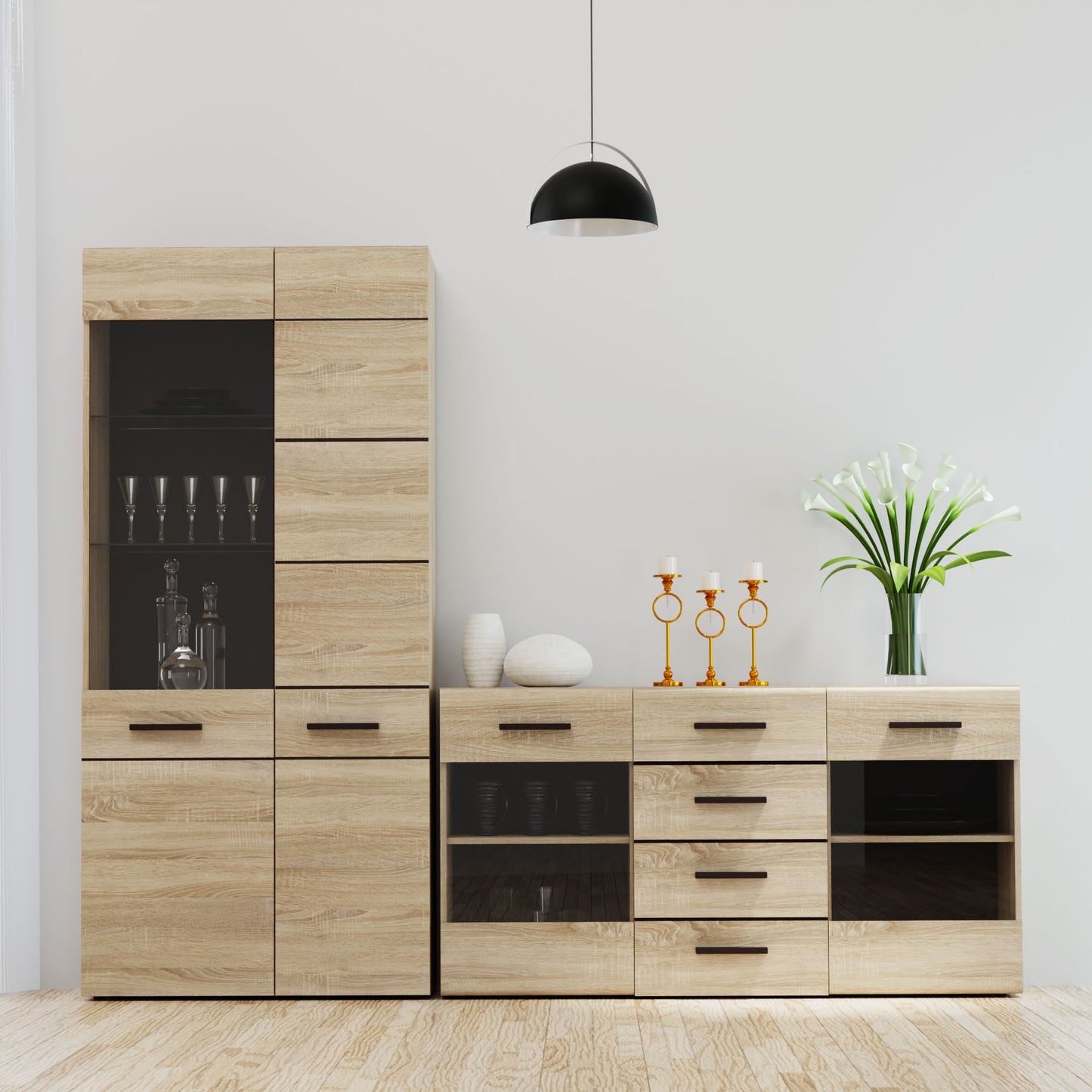 Μπουφές Solo Sonoma με Wenge και MDF Καμπυλωτό Τελείωμα στις Πόρτες 150x41x82
