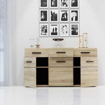 Μπουφές Solo 150x41x82 Sonoma με Wenge και MDF Καμπυλωτό Τελείωμα στις Πόρτες