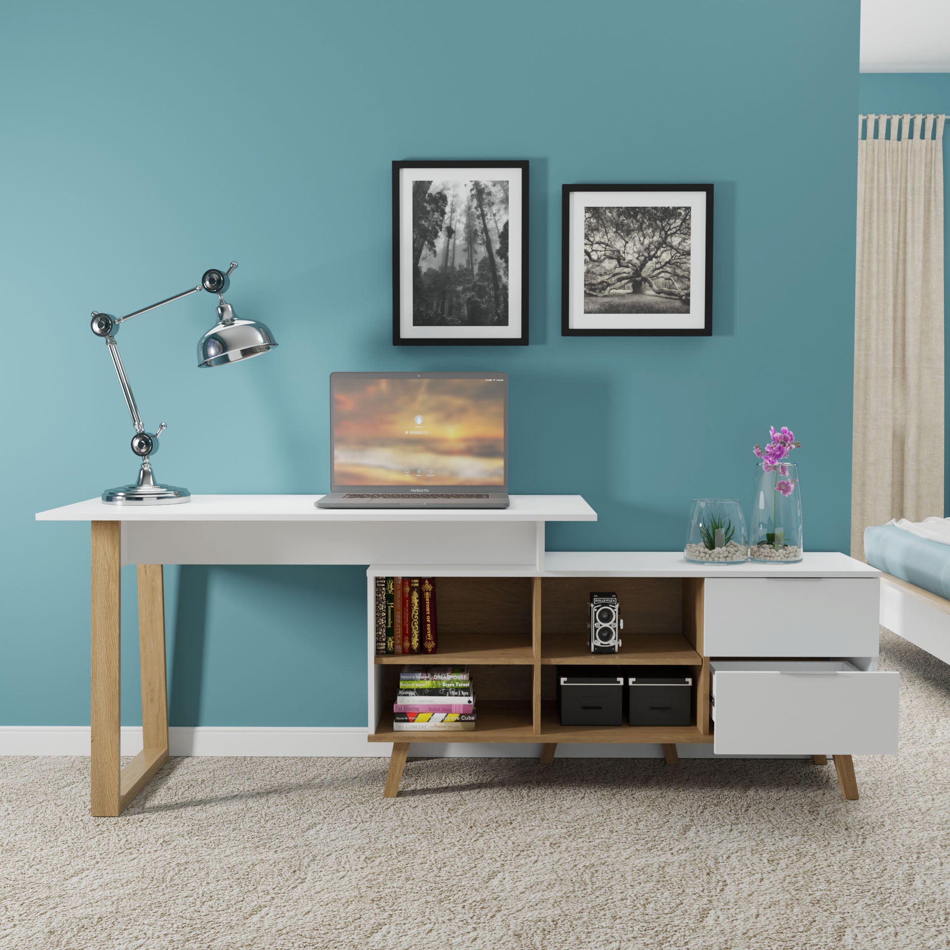 Σύνθεση Γραφείου Neptune Σετ 2 Τεμ Λευκό Σονόμα