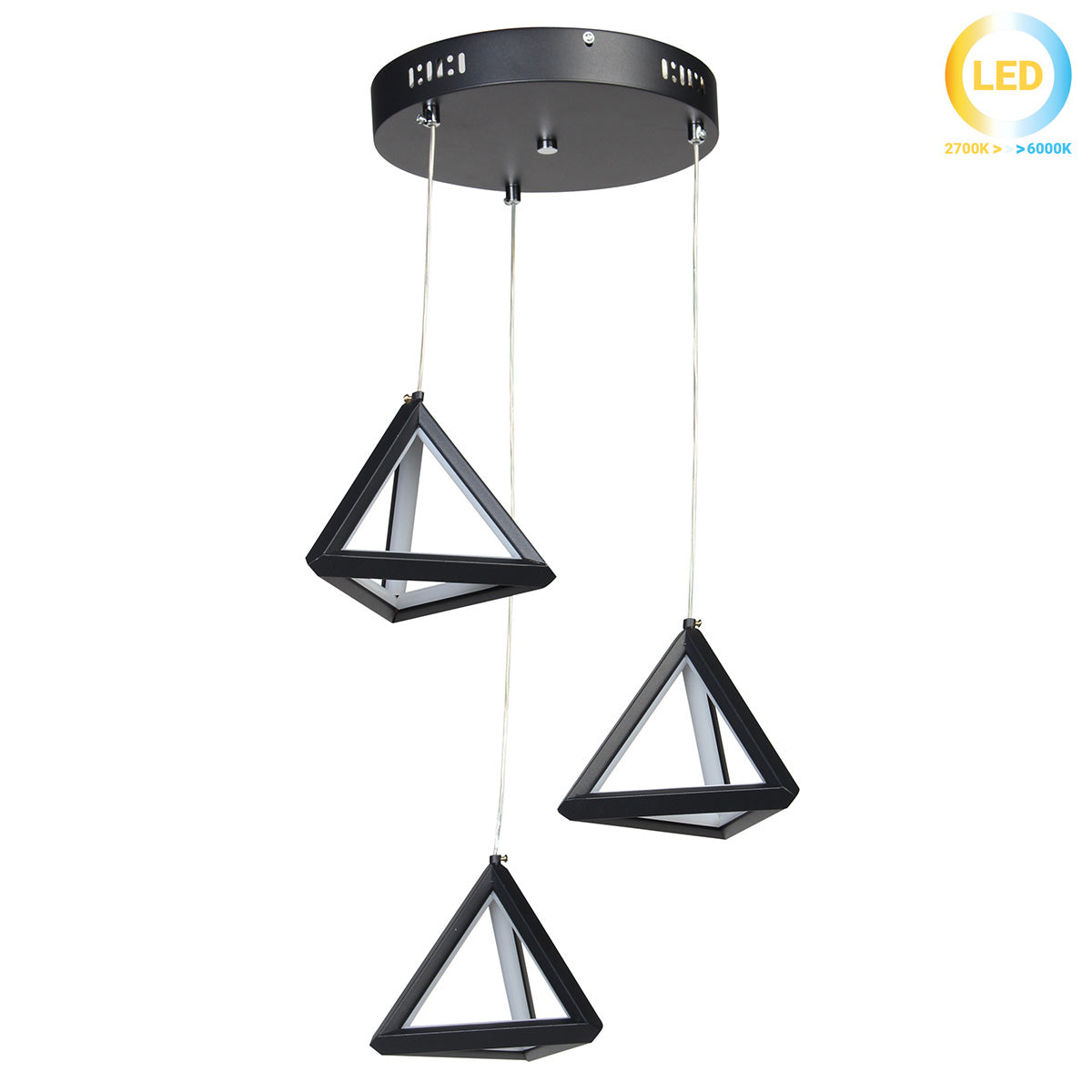 Φωτιστικό Άνισο LED 108W Φ23 εκ. Πυραμίδα Μαύρη