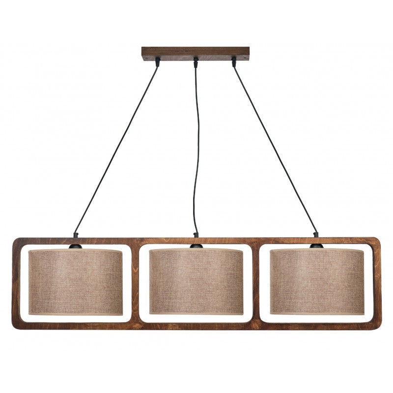 Φωτιστικό Πολύφωτο 3φ Ξύλο/Αμπαζούρ Μόκα Ε27