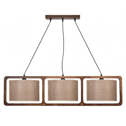 Φωτιστικό Πολύφωτο 3φ Ξύλο/Αμπαζούρ Μόκα Ε27