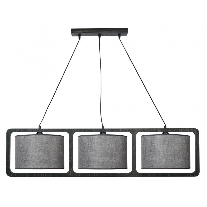 Φωτιστικό Πολύφωτο 3φ Ξύλο/Αμπαζούρ Γκρι Ε27