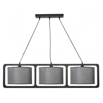 Φωτιστικό Πολύφωτο 3φ Ξύλο/Αμπαζούρ Γκρι Ε27