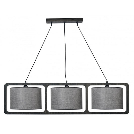 Φωτιστικό Πολύφωτο 3φ Ξύλο/Αμπαζούρ Γκρι Ε27