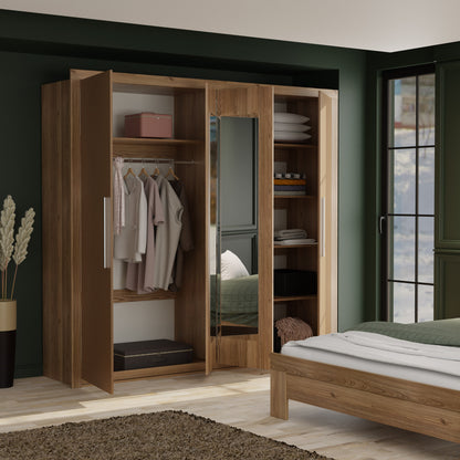 Ντουλάπα Τετράφυλλη Juliet Σκούρο Δρυς-Μπρονζέ 242x59x220