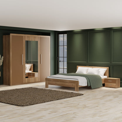 Ντουλάπα Τετράφυλλη Juliet Σκούρο Δρυς-Μπρονζέ 242x59x220