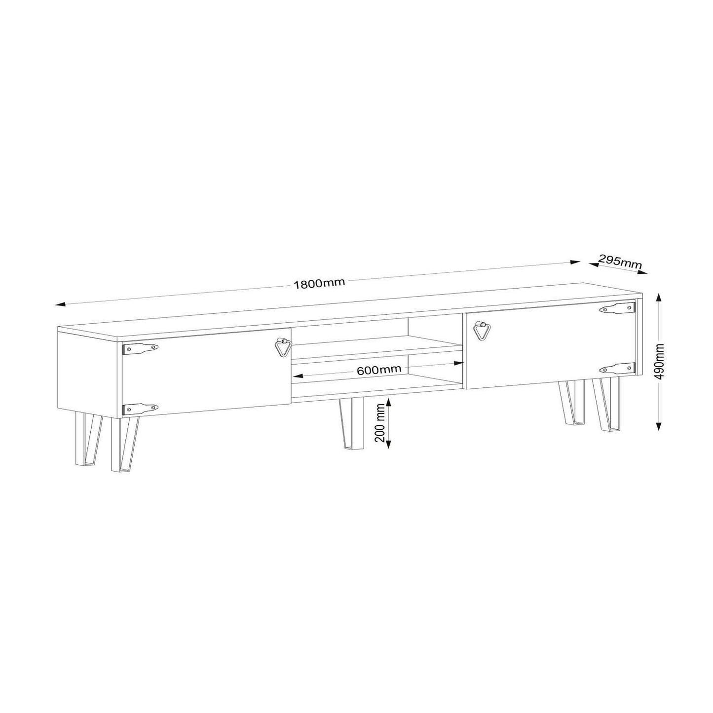 Έπιπλο Τηλεόρασης Thira Σκούρο Καφέ 180x30x49