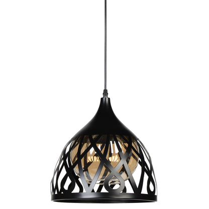 Φωτιστικό Κρεμαστό Μονόφωτο Μεταλλικό Ε27 Φ30x31 εκ. Μαύρο με Μελί Γυαλί