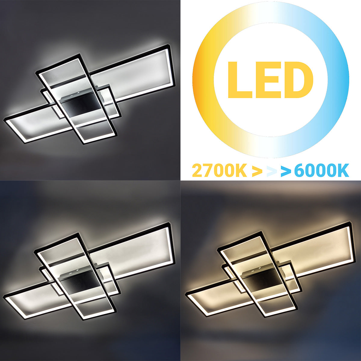 120W LED Ceiling Light Black 87.5x49.5x8.5