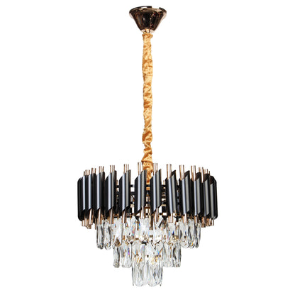 Φωτιστικό Κρεμαστό Μεταλλικό 4 x Ε14 Φ38x33 εκ. Μαύρο Χρυσό με Κρύσταλλα