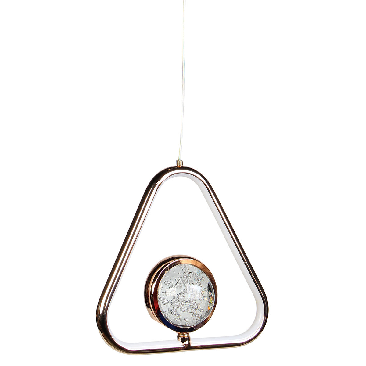 Φωτιστικό Κρεμαστό LED 36W 23x7x23 εκ. Χρυσό με Γυάλινη Μπάλα