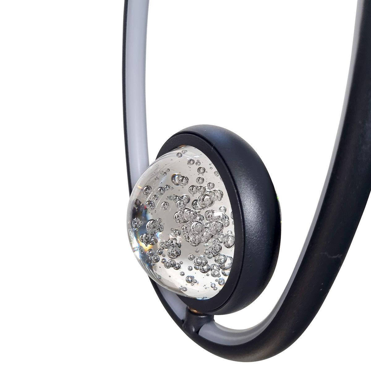 Φωτιστικό Κρεμαστό LED 40W 18x7x32 εκ. Μαύρο με Γυάλινη Μπάλα