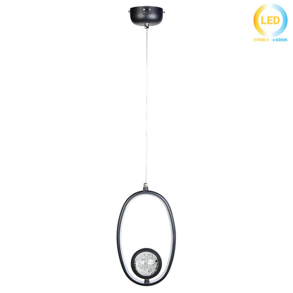 Φωτιστικό Κρεμαστό LED 40W 18x7x32 εκ. Μαύρο με Γυάλινη Μπάλα