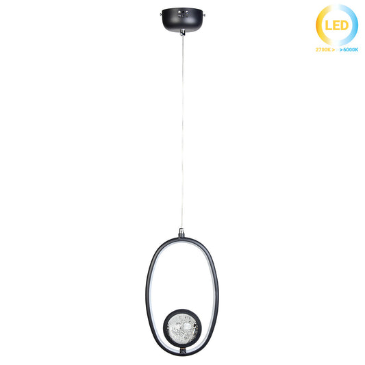 Φωτιστικό Κρεμαστό LED 40W 18x7x32 εκ. Μαύρο με Γυάλινη Μπάλα