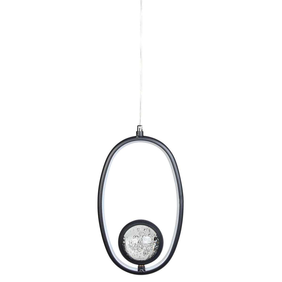 Φωτιστικό Κρεμαστό LED 40W 18x7x32 εκ. Μαύρο με Γυάλινη Μπάλα