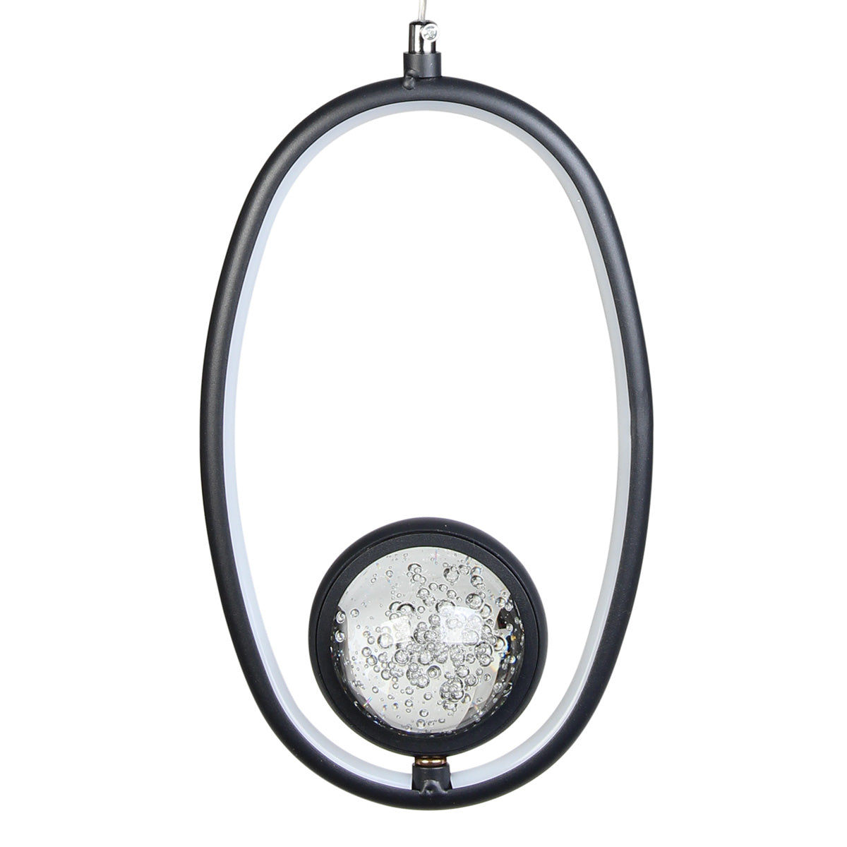 Φωτιστικό Κρεμαστό LED 40W 18x7x32 εκ. Μαύρο με Γυάλινη Μπάλα