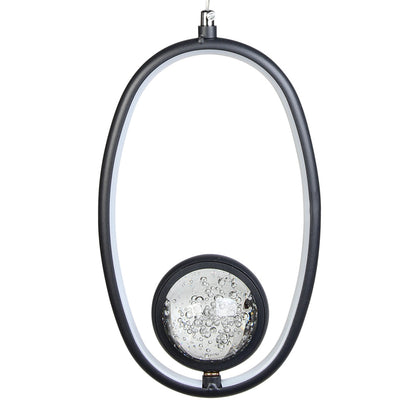 Φωτιστικό Κρεμαστό LED 40W 18x7x32 εκ. Μαύρο με Γυάλινη Μπάλα