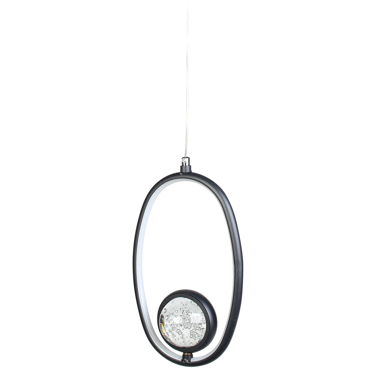 Φωτιστικό Κρεμαστό LED 40W 18x7x32 εκ. Μαύρο με Γυάλινη Μπάλα