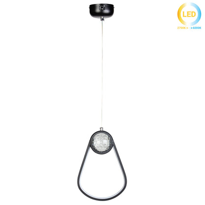 Φωτιστικό Κρεμαστό LED 32W 20x7x30 εκ. Μαύρο με Γυάλινη Μπάλα