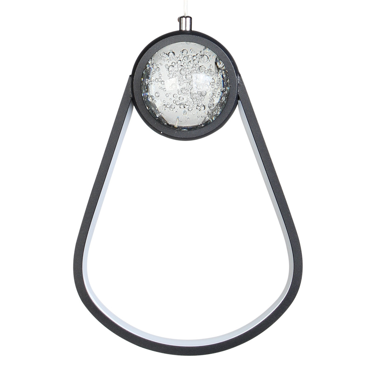 Φωτιστικό Κρεμαστό LED 32W 20x7x30 εκ. Μαύρο με Γυάλινη Μπάλα