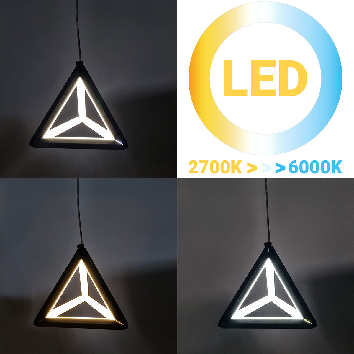 Φωτιστικό Κρεμαστό LED 36W 16,5x16,5x14,5 εκ. Πυραμίδα Μαύρη