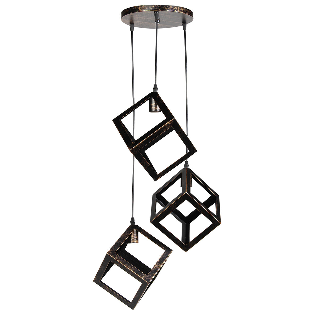 Φωτιστικό Μεταλλικό Άνισο 3 x Ε27 Φ23 εκ. Κύβοι Μπρονζέ