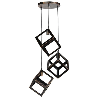 Φωτιστικό Μεταλλικό Άνισο 3 x Ε27 Φ23 εκ. Κύβοι Μπρονζέ