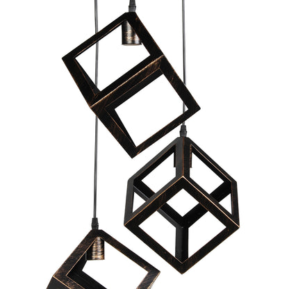 Φωτιστικό Μεταλλικό Άνισο 3 x Ε27 Φ23 εκ. Κύβοι Μπρονζέ