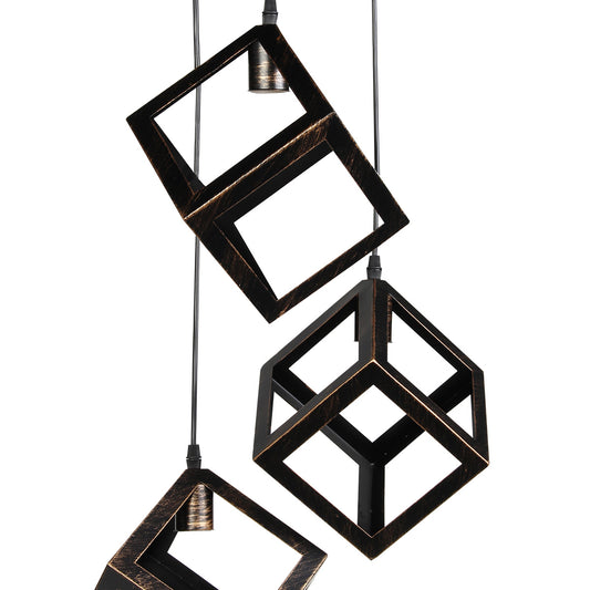 Φωτιστικό Μεταλλικό Άνισο 3 x Ε27 Φ23 εκ. Κύβοι Μπρονζέ