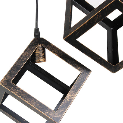 Φωτιστικό Μεταλλικό Άνισο 3 x Ε27 Φ23 εκ. Κύβοι Μπρονζέ