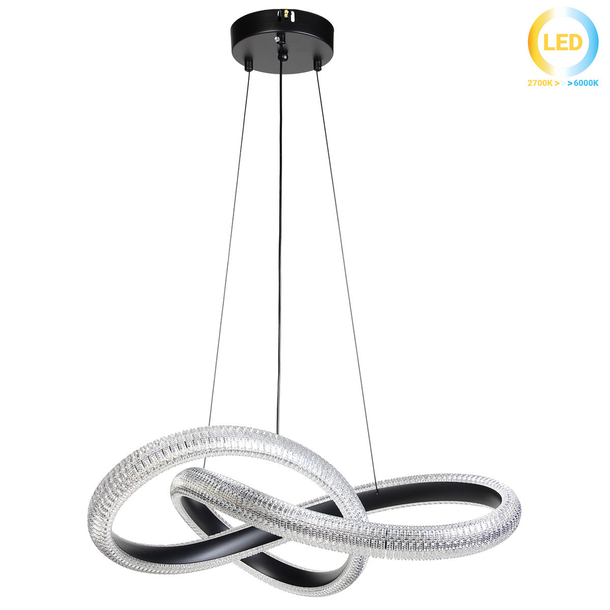 Φωτιστικό Κρεμαστό Μεταλλικό LED 48W Φ60x15 εκ. Μαύρο με Ακρυλικό