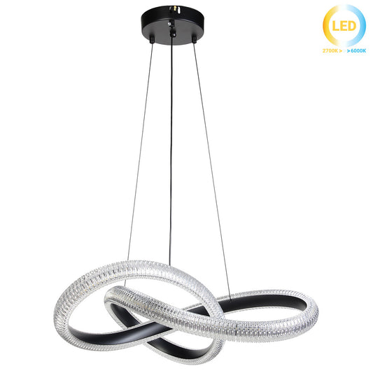 Φωτιστικό Κρεμαστό Μεταλλικό LED 48W Φ60x15 εκ. Μαύρο με Ακρυλικό