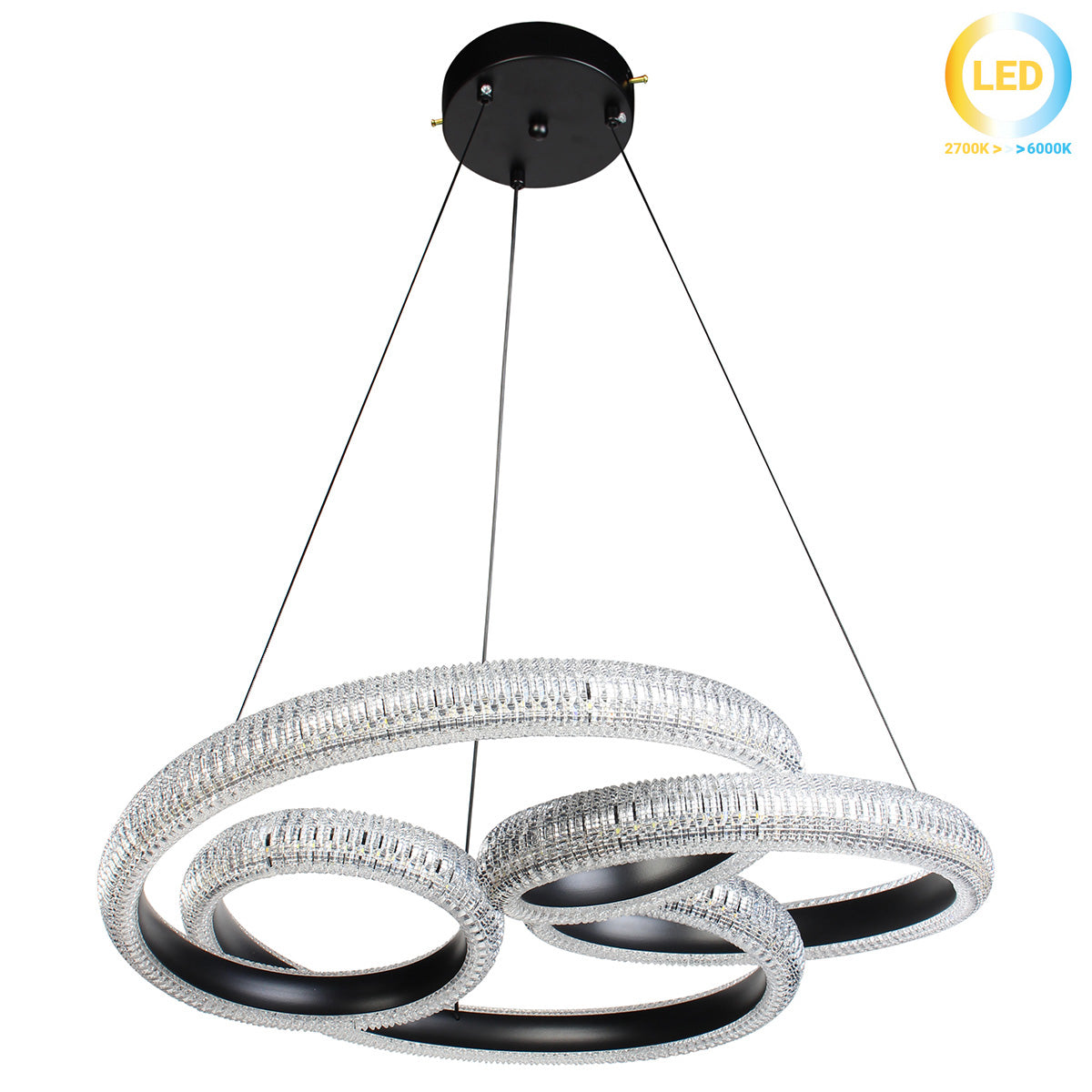 Φωτιστικό Κρεμαστό Μεταλλικό LED 60W Φ55x10 εκ. Μαύρο με Ακρυλικό