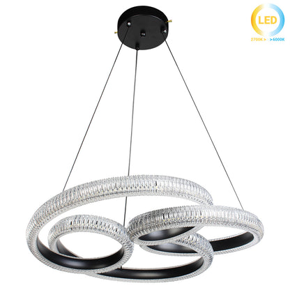 Φωτιστικό Κρεμαστό Μεταλλικό LED 60W Φ55x10 εκ. Μαύρο με Ακρυλικό