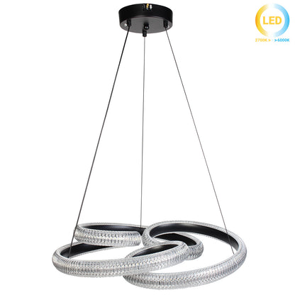 Φωτιστικό Κρεμαστό Μεταλλικό LED 60W Φ55x10 εκ. Μαύρο με Ακρυλικό