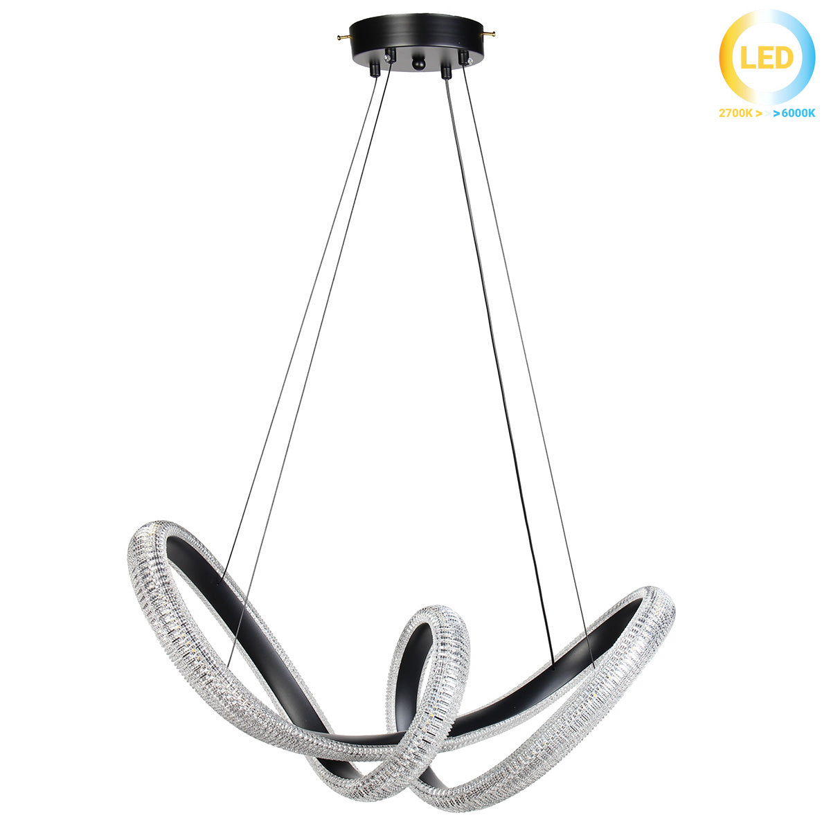 Φωτιστικό Κρεμαστό Μεταλλικό LED 48W 62x26x28 εκ. Μαύρο με Ακρυλικό