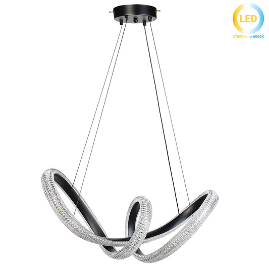 Φωτιστικό Κρεμαστό Μεταλλικό LED 48W 62x26x28 εκ. Μαύρο με Ακρυλικό