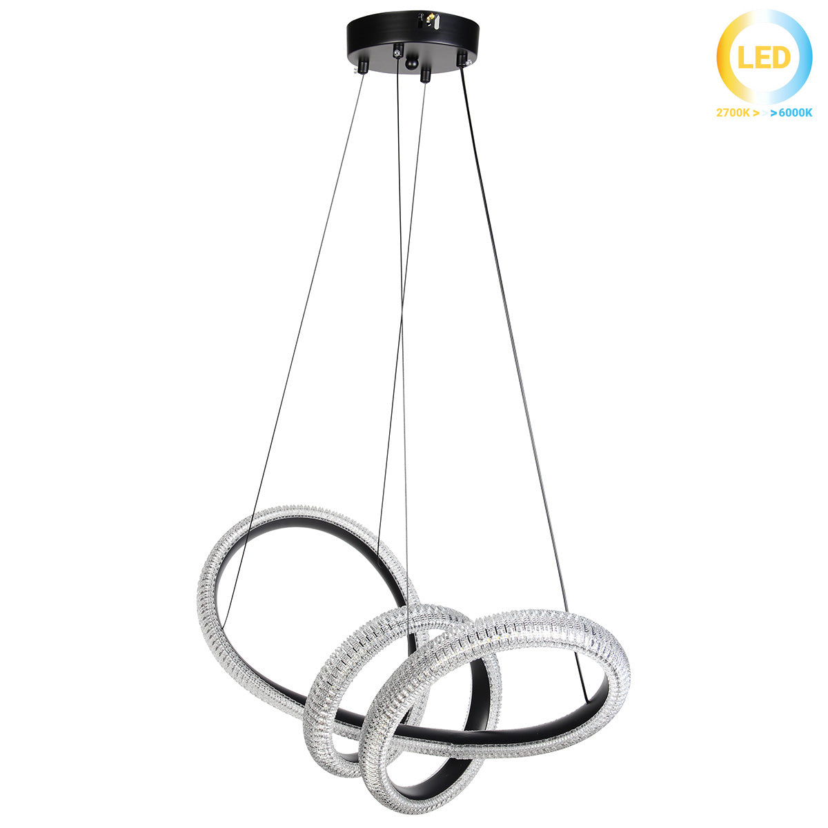 Φωτιστικό Κρεμαστό Μεταλλικό LED 48W 62x26x28 εκ. Μαύρο με Ακρυλικό